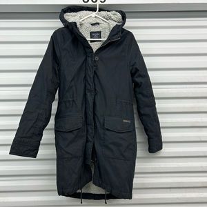 Womens ABERCROMBIE & FITCH Medium Cozy Hooded Blue  Winter Coat, Parka